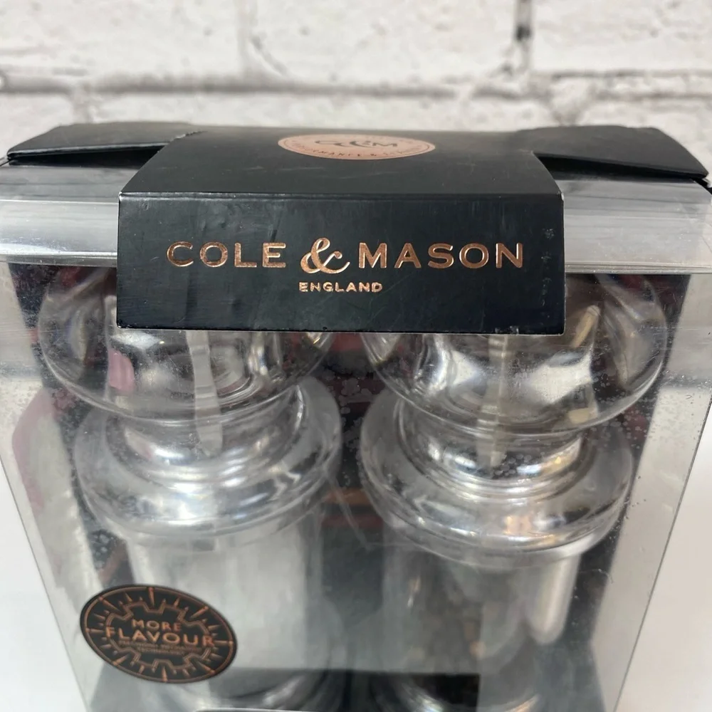 Cole & Mason Precision Salt & Pepper Mill Set Acrylic Gift Set NWT